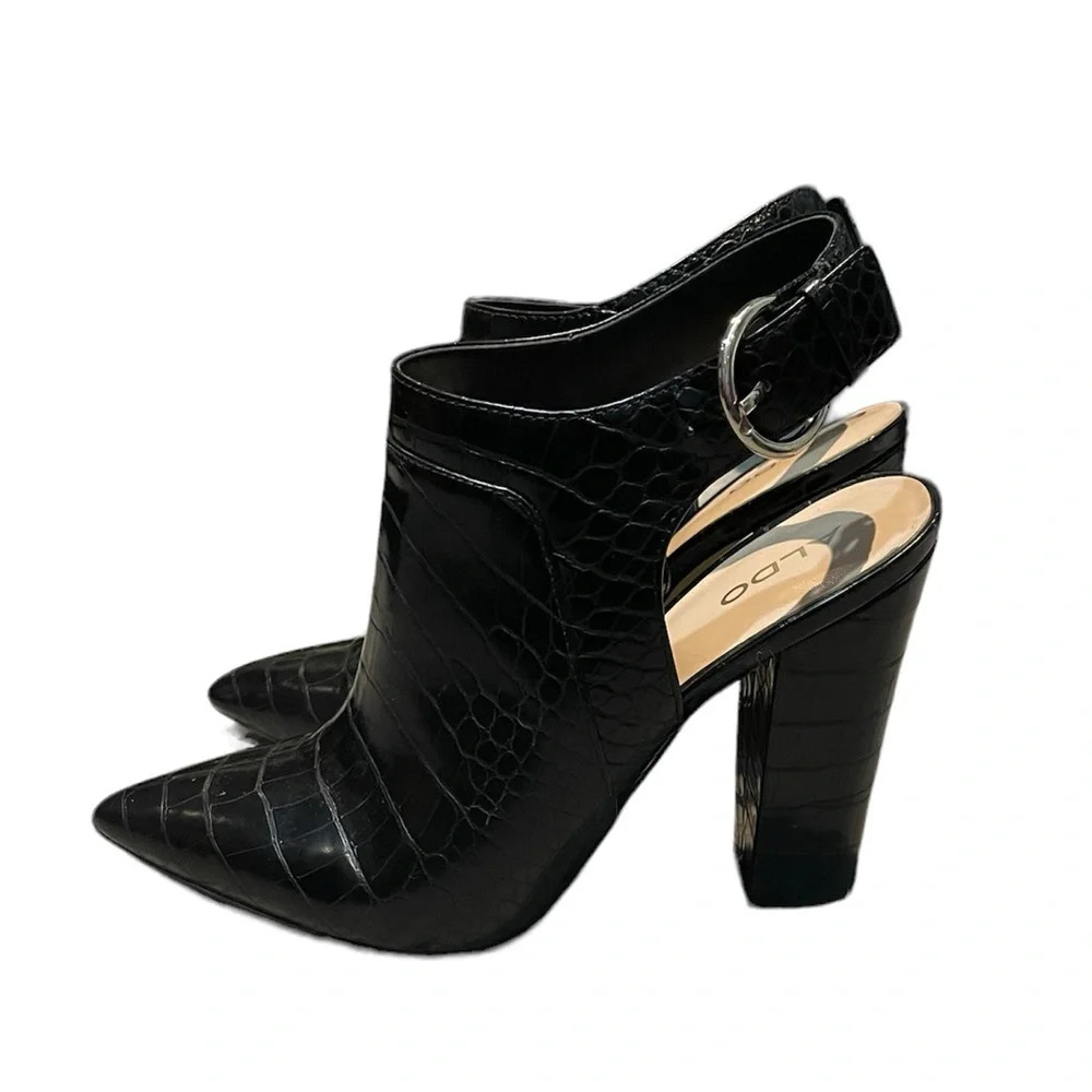 Aldo Heels Alligator Print Black Size 9 - Picture 3 of 5